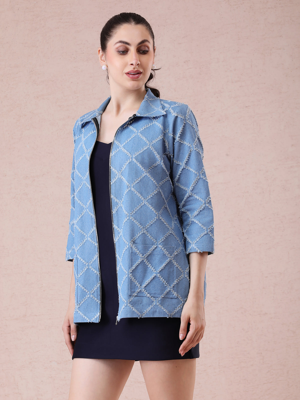 Denim Jacket with Geometrical Design — product photo