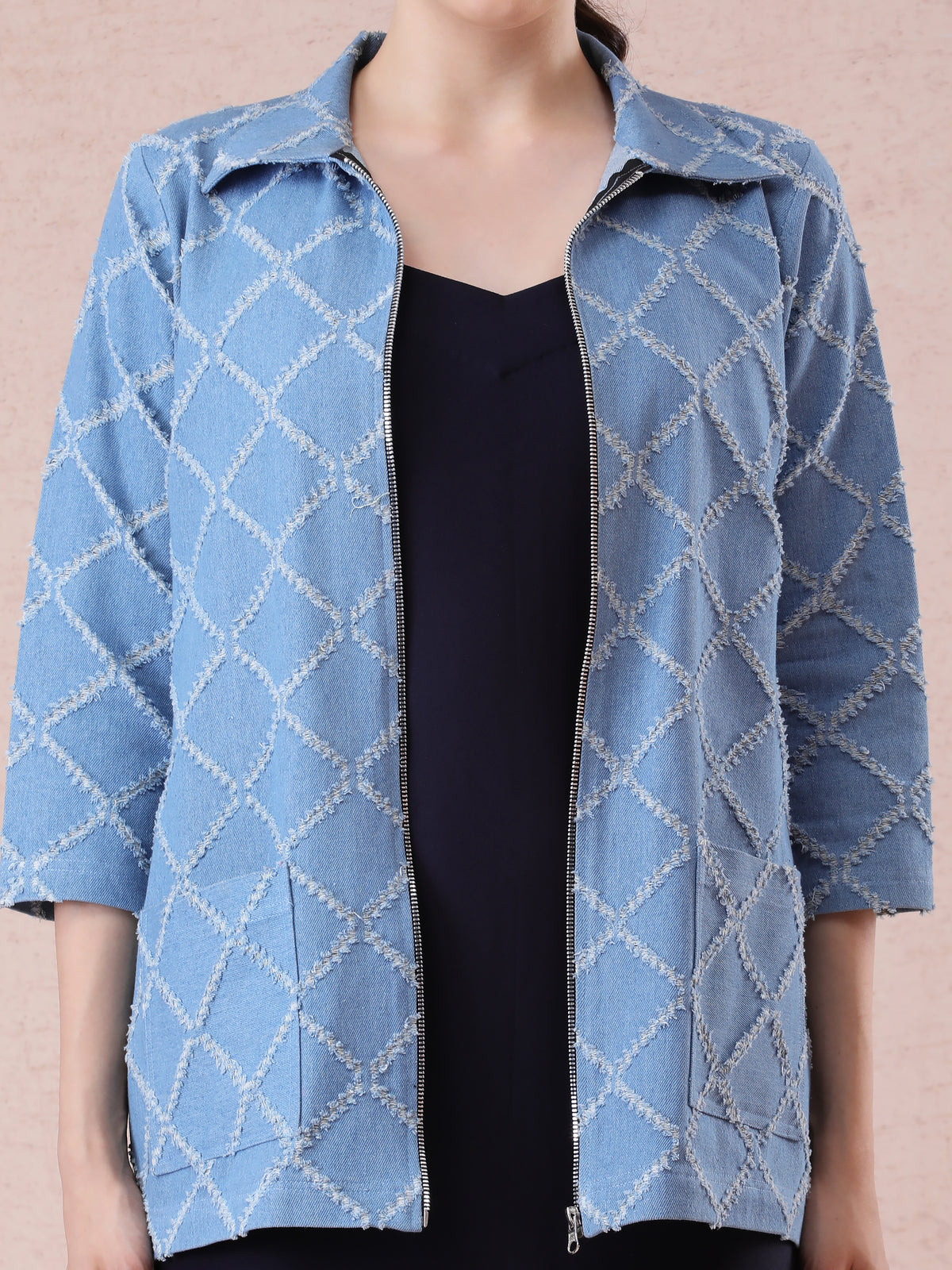 Denim Jacket with Geometrical Design — product photo