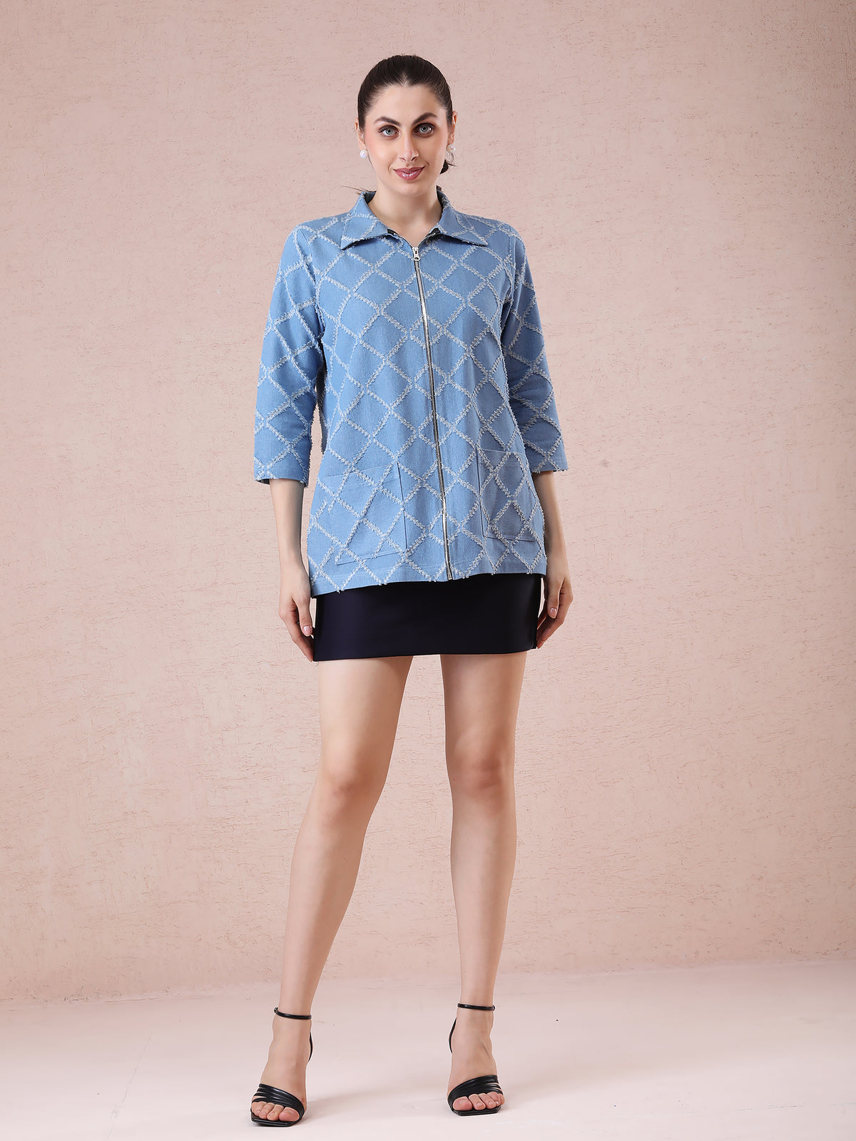 Denim Jacket with Geometrical Design — product photo